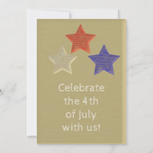 Rustic 4th of July Faux Wood Stars Invitation