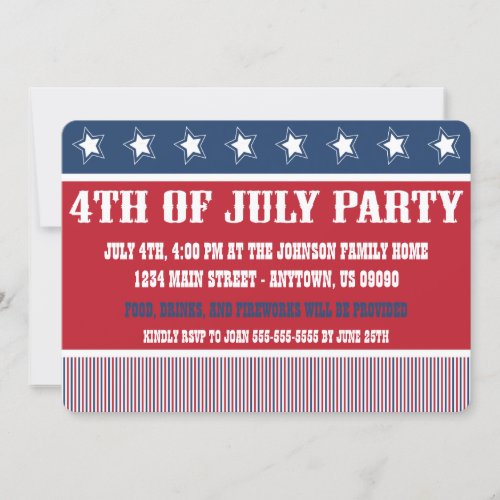 Rustic 4th Of July Party Invitations