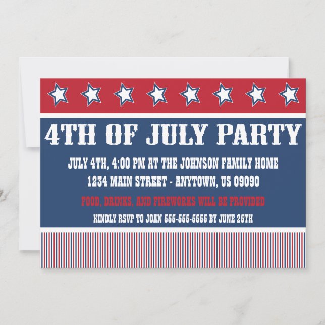 Rustic 4th Of July Party Invitations (Front)