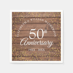 Rustic 50th Anniversary Gold Dust Confetti Napkins