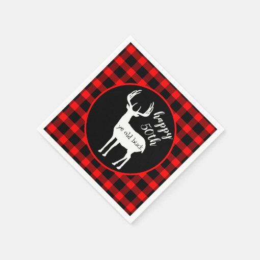 Rustic 50th Birthday Deer Antlers Napkins | Zazzle