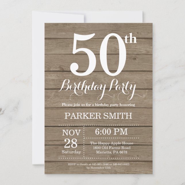 Rustic 50th Birthday Invitation (Front)