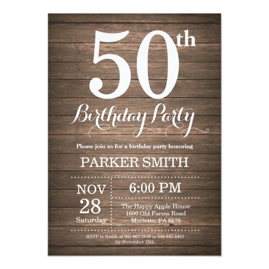 Rustic 50th Birthday Invitation | Zazzle.com