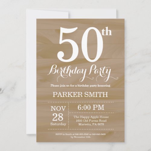 Rustic 50th Birthday Invitation