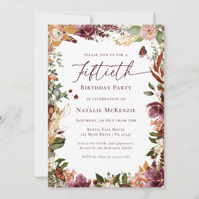 Rustic 50th Birthday Party Invitation (Front)