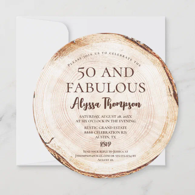 Rustic 50th birthday Wood Grain Template Editable | Zazzle