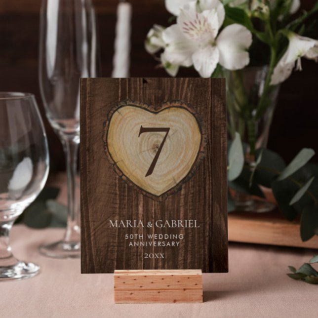 Rustic 50th Wedding Anniversary Party Gold Table Number (Creator Uploaded)