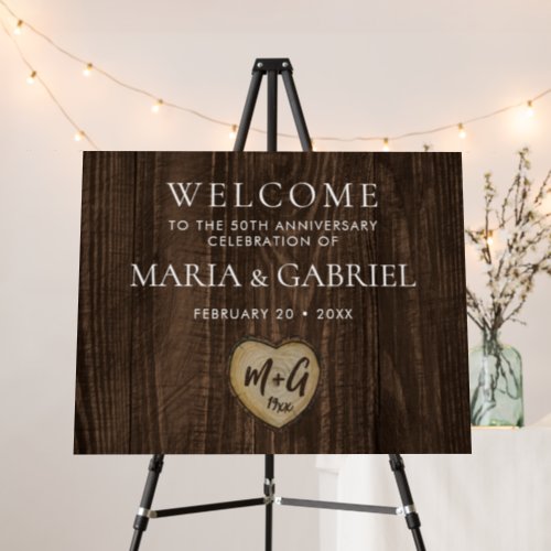 Rustic 50th Wedding Anniversary Welcome Sign