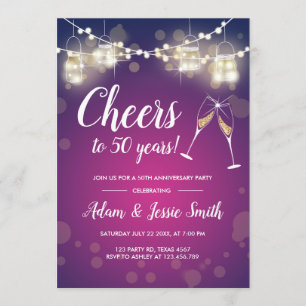 Rustic 50th Wedding Anniversay Invitation Lights