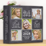 Rustic 5 Photo Collage Monogram Graduate Scrapbook 3 Ring Binder<br><div class="desc">Graduation Photo Album & Graduate Memory Book ~ 5 photo collage graduation photo album on rustic chalkboard slate. Customize with 5 of your favorite senior or college photos, and personalize with monogram initial, name, graduating year, high school or college initials. These unique trendy and stylish graduation binders will be a...</div>