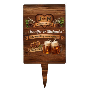 Rustic 5th Wood Wedding Anniversary We Still Do Cake Topper