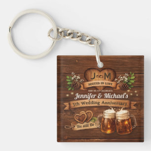Rustic 5th Wood Wedding Anniversary We Still Do Keychain