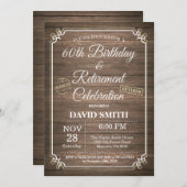 Rustic 60th Birthday and Retirement Party Invitation (Front/Back)