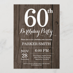 Rustic 60th Birthday Invitation