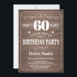 Rustic 60th Birthday Invitation<br><div class="desc">Rustic 60th Birthday Invitation. White Typography. Rustic Wood Background. Adult Birthday. Male Men or Women Birthday. Kids Boy or Girl Lady Teen Teenage Bday Invite. 13th 15th 16th 18th 20th 21st 30th 40th 50th 60th 70th 80th 90th 100th. Any Age. For further customization, please click the "Customize it" button and...</div>