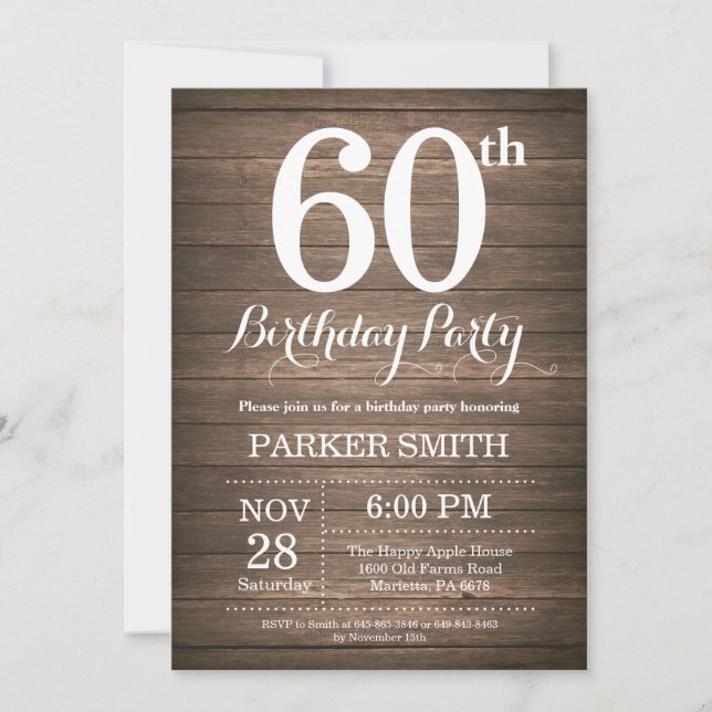 Rustic 60th Birthday Invitation (Front)