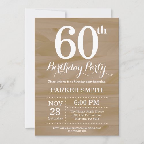 Rustic 60th Birthday Invitation