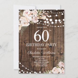 Rustic 60th Birthday Party Invitation