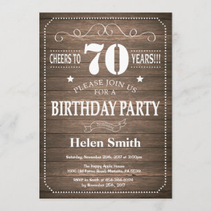Rustic 70th Birthday Invitation Vintage Retro