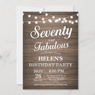 Rustic 70th Birthday Invitation Wood Fabulous