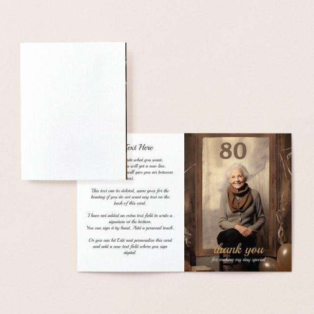 Rustic 80th Birthday 1 photo holder Foil Card (Display)
