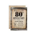 Rustic 80th Birthday Invitation Vintage Wood