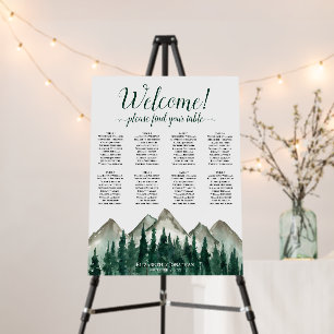 Rustic 8 Table Mountains & Pine Seating Chart Foam Board