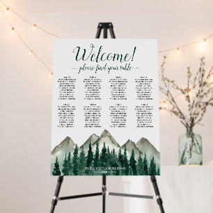 Rustic 8 Table Mountains & Pine Seating Chart Foam Board