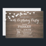 Rustic 90th Birthday Invitation Wood<br><div class="desc">Rustic 90th Birthday Invitation with String Lights Wood Background. 13th 15th 16th 18th 21st 30th 40th 50th 60th 70th 80th 90th 100th,  Any age. For further customization,  please click the "Customize it" button and use our design tool to modify this template.</div>