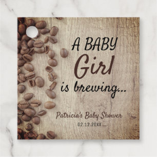 Rustic A Baby Girl Is Brewing Coffee Baby Shower Favor Tags