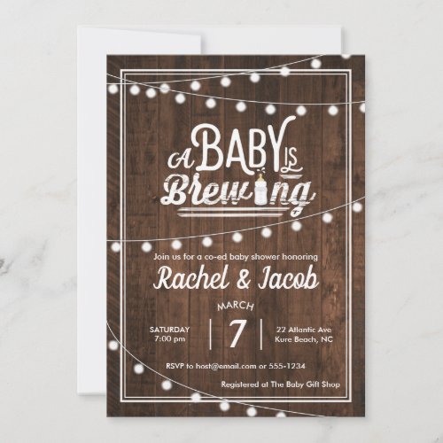 Rustic A Baby is Brewing Baby Shower Invitation