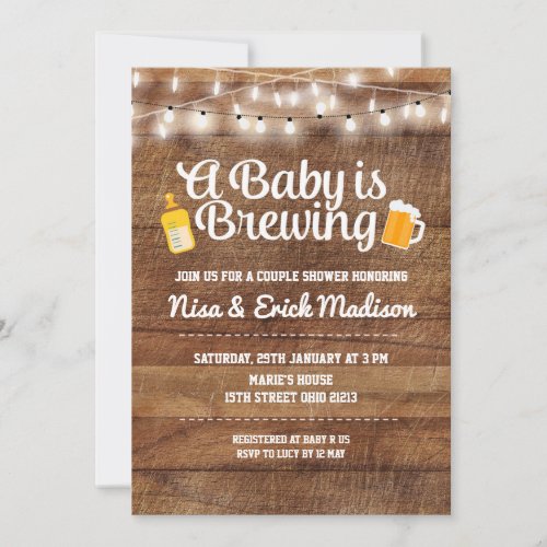 Rustic a baby is brewing invitation