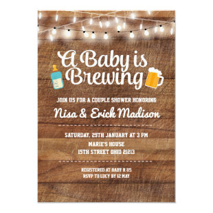 Rustic a baby is brewing invitation for boy