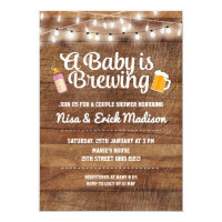 Rustic a baby is brewing invitation for girl