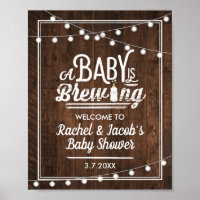 Rustic A Baby is Brewing Welcome Baby Shower Sign