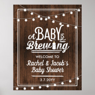 Rustic A Baby is Brewing Welcome Baby Shower Sign