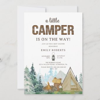 Rustic A Little Camper Baby Shower Invitation | Zazzle