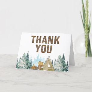 Rustic A Little Camper Baby Shower  Letterpress Thank You Card