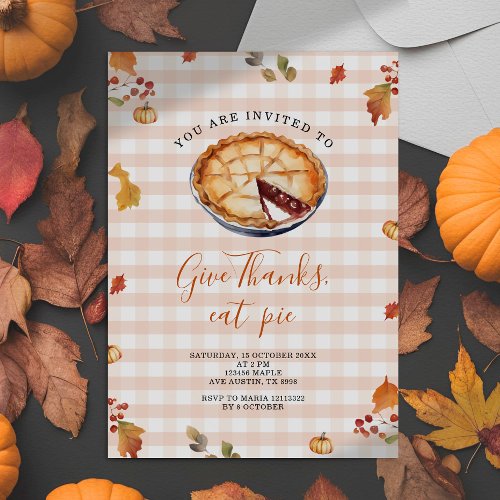 Rustic A Little Cutie Pie Fall Gingham Baby Shower Invitation