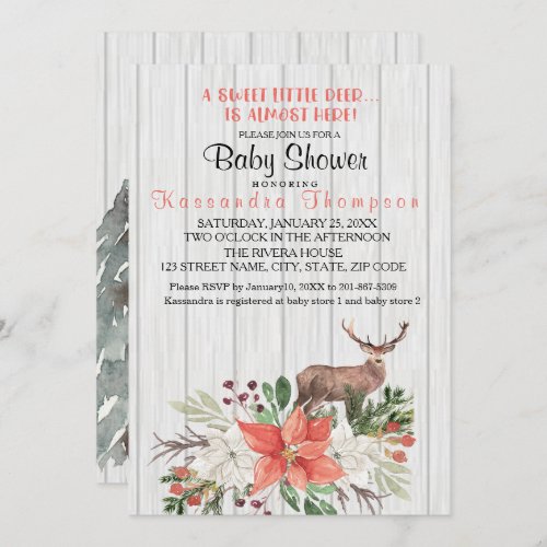 Rustic A Little Deer Is Almost Here Baby Shower Invitation