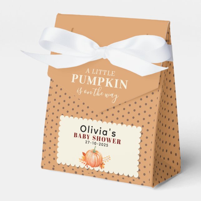 Rustic a Little Pumpkin Cute Fall Baby Shower Favor Boxes (Front Side)