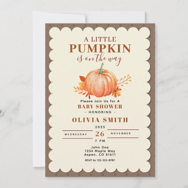 Rustic a Little Pumpkin Fall Baby Shower Cute Invitation (Front)