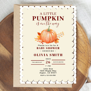 Rustic a Little Pumpkin Fall Baby Shower Dot Invitation
