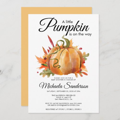 Rustic A Little Pumpkin Fall Baby Shower Invitation