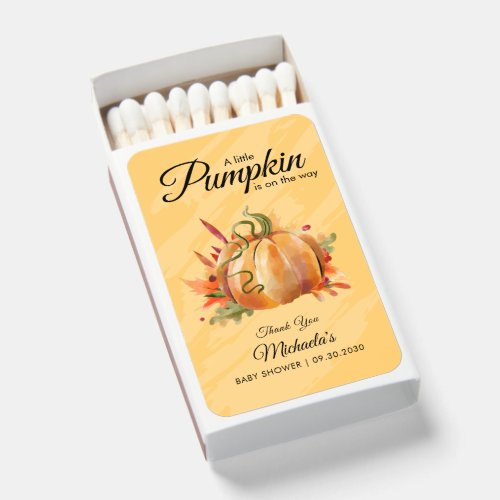 Rustic A Little Pumpkin Fall Baby Shower Matchboxes