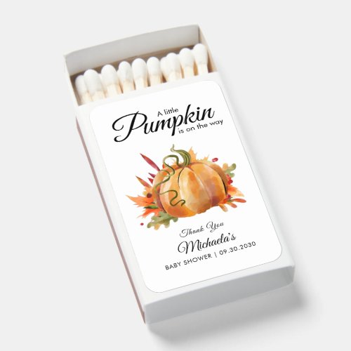 Rustic A Little Pumpkin Fall Baby Shower Matchboxes