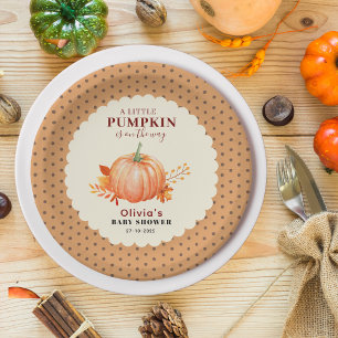 Rustic A Little Pumpkin Fall baby shower Paper Plates
