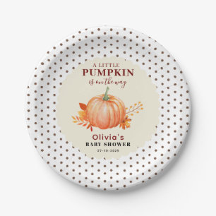 Rustic A Little Pumpkin Fall Cute baby shower Paper Plates