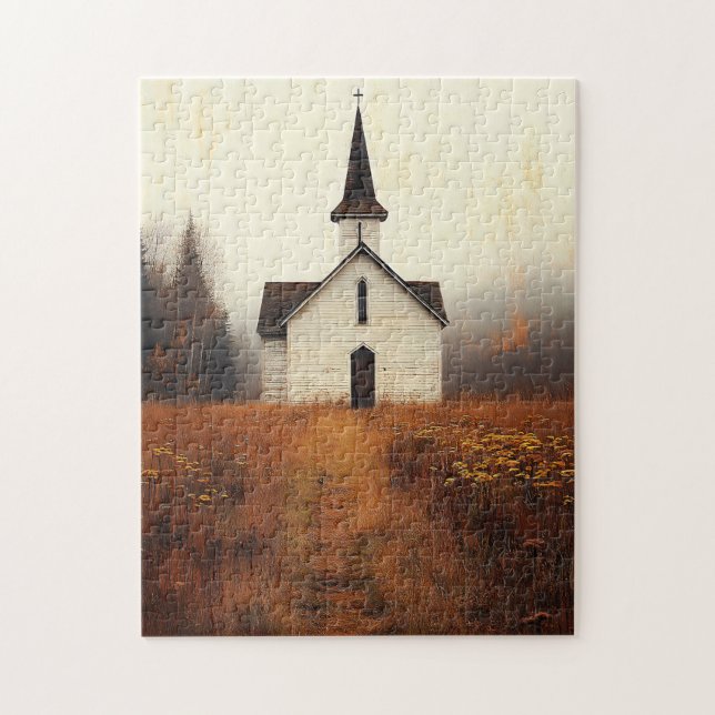 Rustic Abandoned Church Painting Jigsaw Puzzle (Vertical)