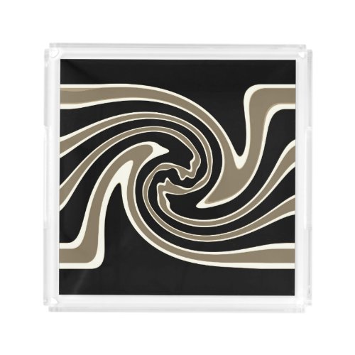 Rustic Abstract Art Striped Design Chic Vanity Acrylic Tray